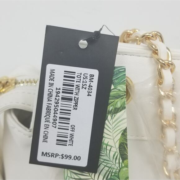 Badgley Mischka NEW White Vegan Purse Lightweight Zipper Closure Women's NWT - Picture 7 of 15